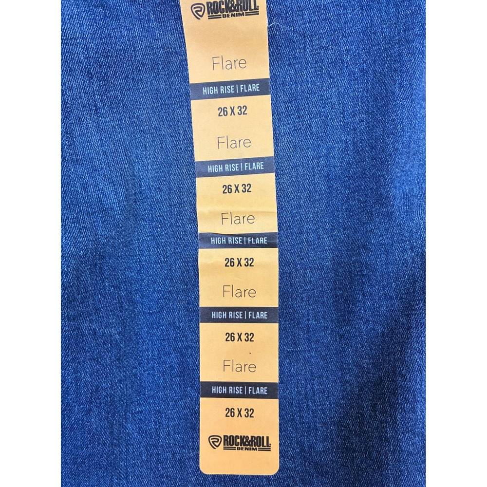 Rock & Roll Denim Womens High Rise Flare Jeans Blue Wash W26 L32 NWT - Picture 10 of 12
